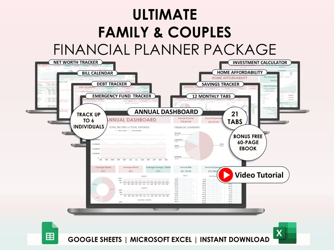 Family Budget Planner Couples Budget Google Sheets Budget Spreadsheet Excel Bill Calendar Debt Tracker 50/30/20 Tracker Finance Budget Excel Budget spreadsheet Couples Budget Family Budget Budget Planner Monthly Budget Household Budget