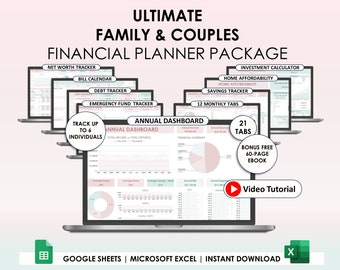 Familienbudgetplaner Paare Budget Tabelle Excel Google Sheets Budget Rechnungskalender Debt Tracker 50/30/20 Tracker Finanzierung Etat Excel