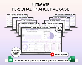 Annual Budget Spreadsheet: Google Sheets & Excel Financial Planner (Digital Download)