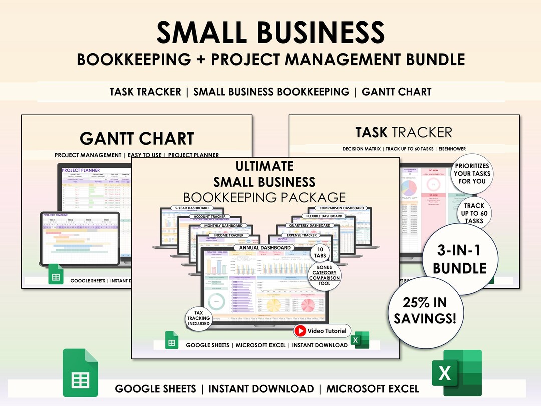 Small Business Bookkeeping Spreadsheet Planner Google Sheets Excel ...