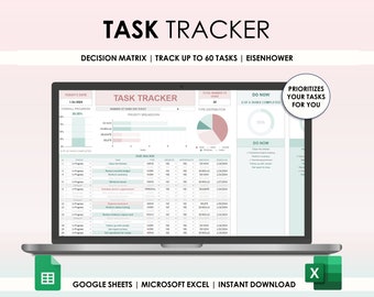 Suivi des tâches Suivi des tâches Excel Google Sheets Liste des tâches Suivi des tâches Gestion des tâches Planificateur de productivité Planificateur d'entreprise