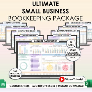 Small Business Easy Bookkeeping Spreadsheet Profit And Loss Excel Google Sheets Sales Tax Tracker Accounting Template Profit Tracker Invoice