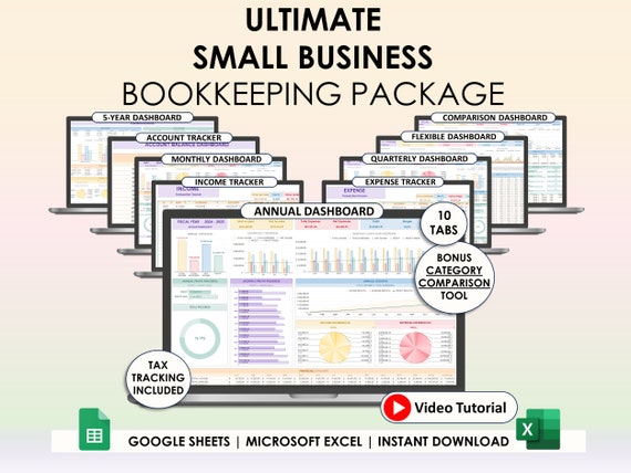 Small Business Easy Bookkeeping Spreadsheet Profit And Loss Excel Google Sheets Sales Tax Tracker Accounting Template Profit Tracker Invoice