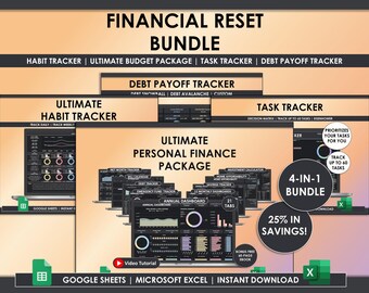 Årlig budgetkalkylblad Google Sheets Excel Skuldbetalningsspårare | Årsplanerare Vaneuppgiftsspårare Fakturaspårare Fakturakalenderpaket