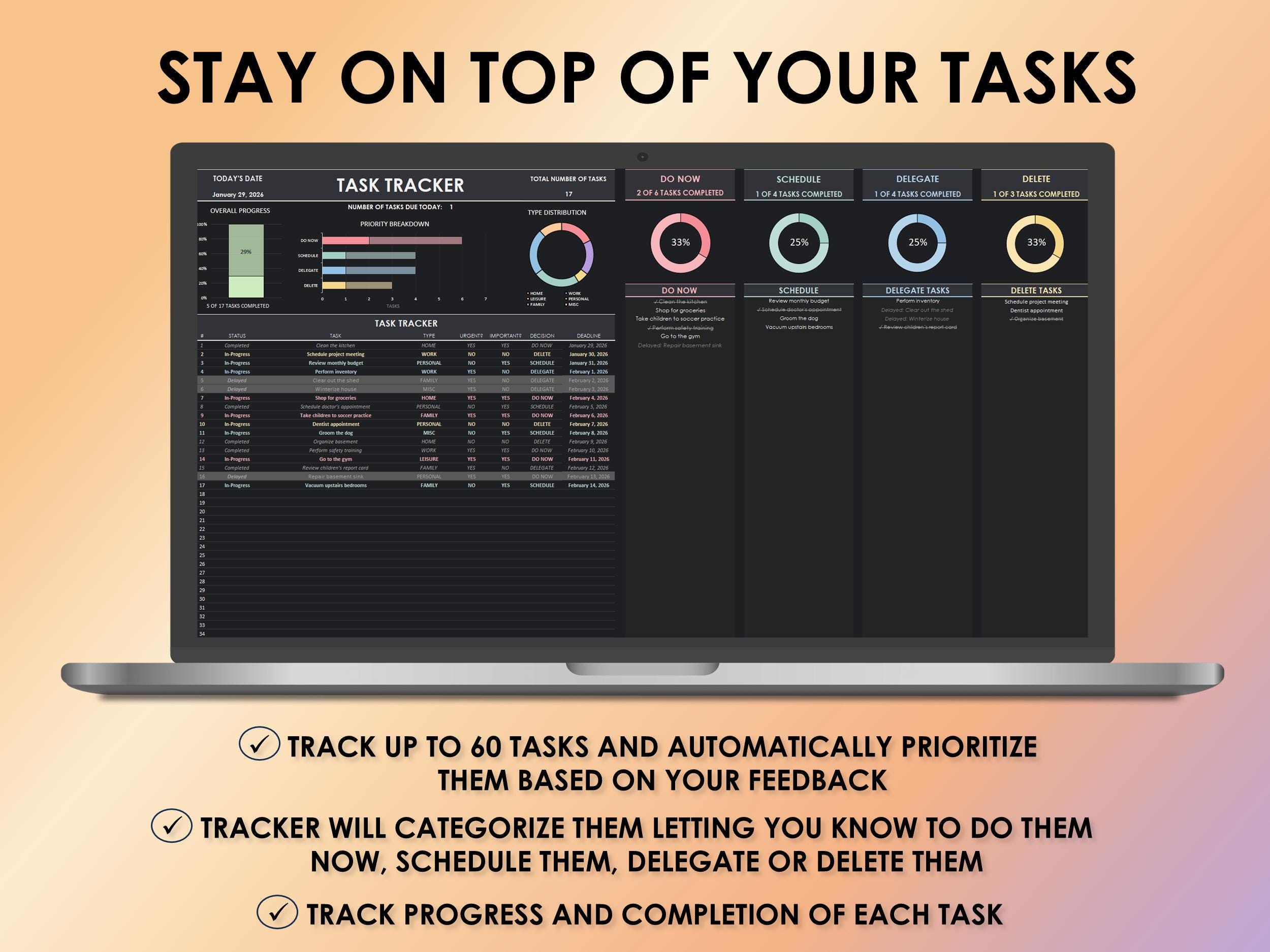 Task Tracker Spreadsheet to Do List Google Sheets Excel ADHD to Do List ...