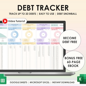 Debt Snowball Spreadsheet Google Sheets Excel Spreadsheet Debt Tracker Debt Payoff Tracker Debt Spreadsheet Debt Reduction Tracker