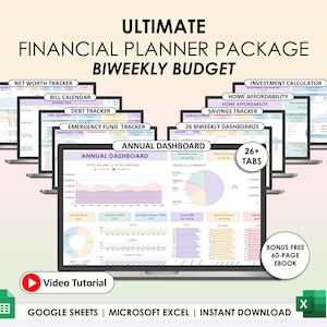 Tweewekelijkse salarisbegrotingsspreadsheet Excel Google Spreadsheets Tweewekelijkse budgetplanner Schuldtracker Personal Tracker Spaarrekening Inkomensjabloon