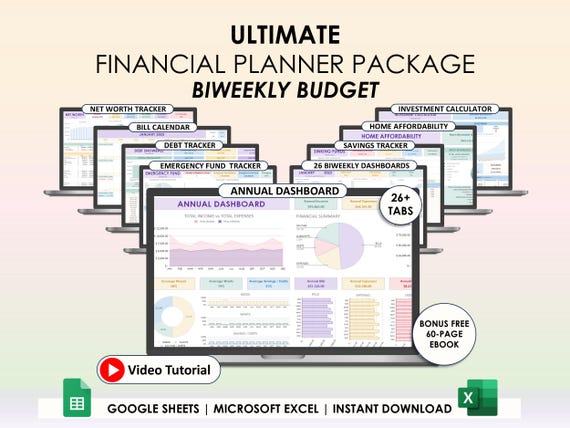Biweekly Paycheck Budget Spreadsheet Excel Google Sheets Fortnightly Budget Planner Debt Tracker Personal Tracker Savings Income Template