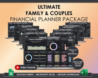 Kalkylblad för par, familjebudget, Google Sheets, årslön, månatlig budgetplanerare, räkningskalender, skuldspårare, delad planerare varannan vecka