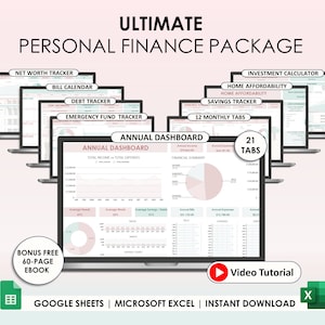 Annual Budget Spreadsheet Excel Google Sheets Monthly Biweekly Budget Tracker Budget Planner Financial Planner Bill Calendar Debt Tracker