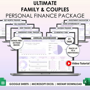 Family Annual Budget Excel Spreadsheet Google Sheets Weekly Monthly Biweekly Budget By Paycheck Couple Financial Planner Debt Tracker