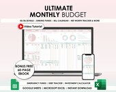 Monthly Budget Spreadsheet Google Sheets Excel Spreadsheet Biweekly Budget Tracker Bill Calendar Debt Tracker Monthly Bill Planner