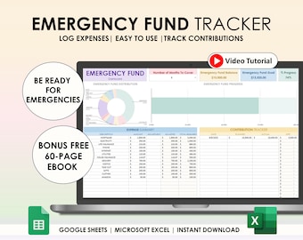 Kalkylblad för nödfonder Google Sheets Excel-kalkylblad Spårare för nödfonder Sparutmaning för nödfonder