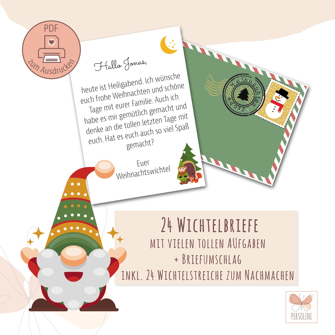 Wichtelbriefe zum Ausdrucken sofort downloaden Wichtelzubehör