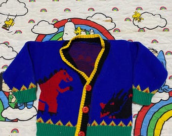 Vintage Kids Dinosaur Cardigan