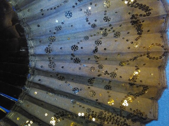 Antique Handheld Black Sequined Pattern Design To… - image 2