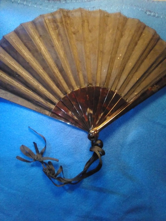 Antique Handheld Black Sequined Pattern Design To… - image 3