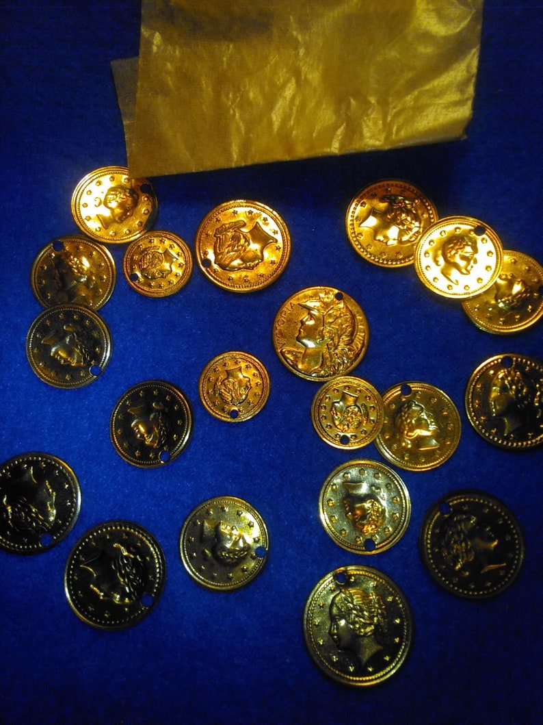 Bag of Twentyone Novelty Fake Money Pierced Gold Coins for Etsy