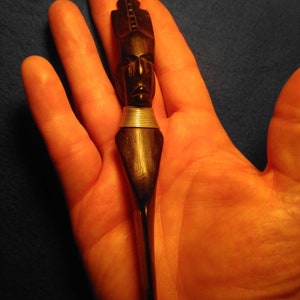 A60 Antique Hand Made Hand Carved Kenyan African Dark Brown Native Indian Figure Letter Opener A60