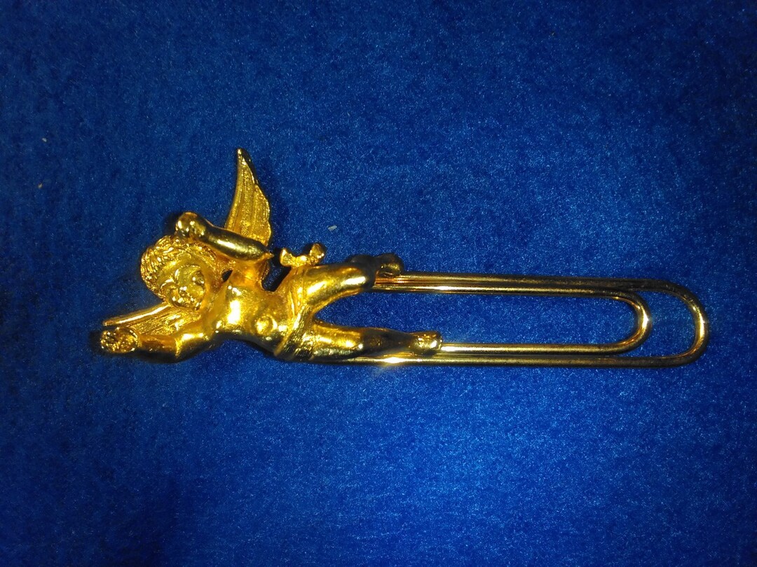 Golden Angel Cherub Paper Clip Design Brooch Pin Etsy