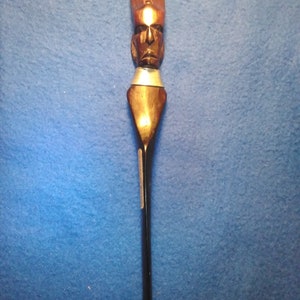 A61 Antique Hand Made Hand Carved Kenyan African Dark Brown Native Indian Figure Letter Opener A61