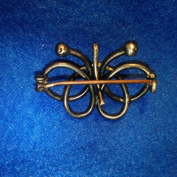 Antique Vintage Butterfly Shaped Design Marked Sterling Silver Brooch Pin