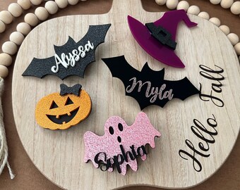 Personalized Halloween Acrylic Hair Clip: Bat, Ghost, Pumpkin, Witch