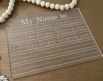 Personalized Acrylic Tracing Board: Name, Number & Shapes Montessori Learning