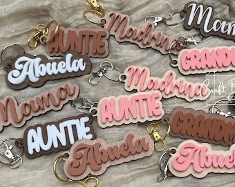 Personalized Laser Engraved Wood Keychain: Grandma, Mama, Auntie Gifts