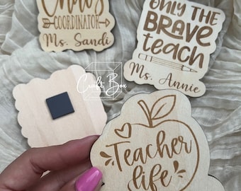 Personalized Engraved Wooden Teacher Magnet: Appreciation Gift