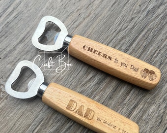Personalized Wood Bottle Opener: Laser Engraved Gift