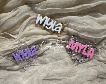 Personalized Acrylic Name Hair Clip: Star, Heart, or Bow