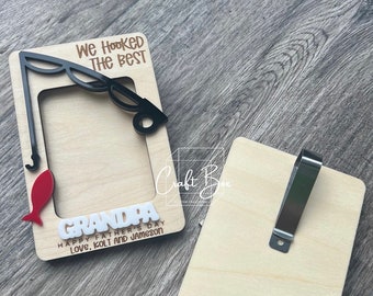 Father's Day Gift, Father's Day Fridge Magnet, Gift for Dad, Custom Car Visor Clip, Personalized Gift for Dad, Fishing, Hooked The Best Dad