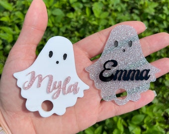Personalized Ghost Acrylic Tumbler Topper: Halloween Stanley Tag