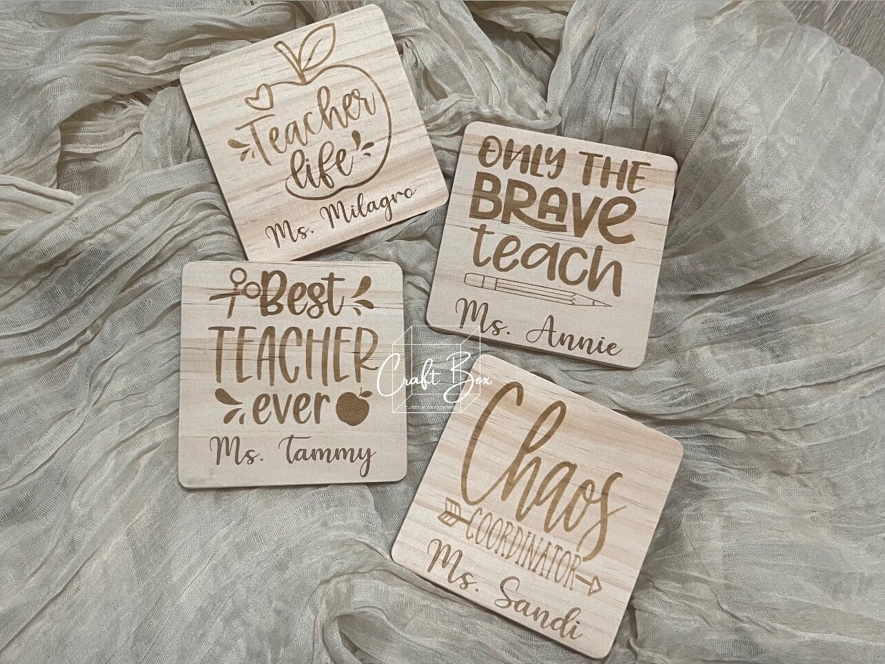 Teacher Appreciation Gift, Drink Coaster, Engraved Wooden Coaster ...