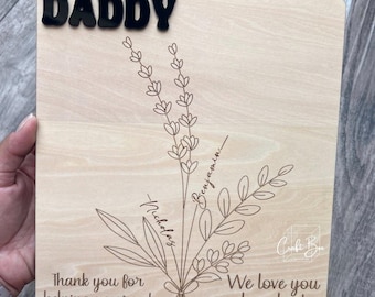 Father’s Day Gifts, Custom Handprint Sign for Dad, Gift for Dad, Father’s Day Sign, Handprint Flower Bouquet Sign, Gift for Grandpa