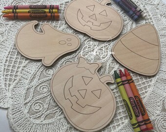 Halloween Wooden Coloring Activity Set: Boo Basket Stuffer