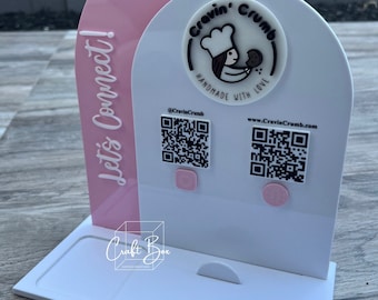 Double Arch QR Code Sign: Vendor Display with Card Holder