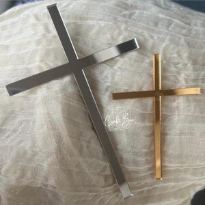 Acrylic Cross Cake Charm|Slim Cross Baptism Cake Charm|First Holy Communion Cake Charm|Christening Cake Charm|Acrylic Gold Silver Cross Gold