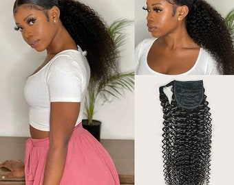 Top quality kinky curly  Human hair ponytail