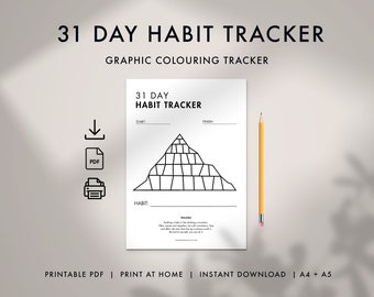 31 Days Habit Tracker Printable, Monthly Habit Tracker Template, Daily Routine Tracker, Monthly Habit, Digital Mountain Habit Tracker