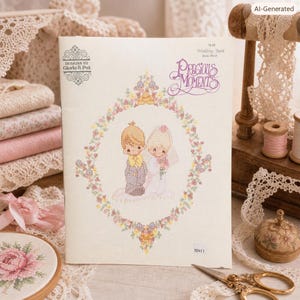 Precious Moments Wedding Book PM‑9 Cross‑Stitch Pattern | Vintage Gloria & Pat Design | Collectible Needlework Chart for Wedding Gifts