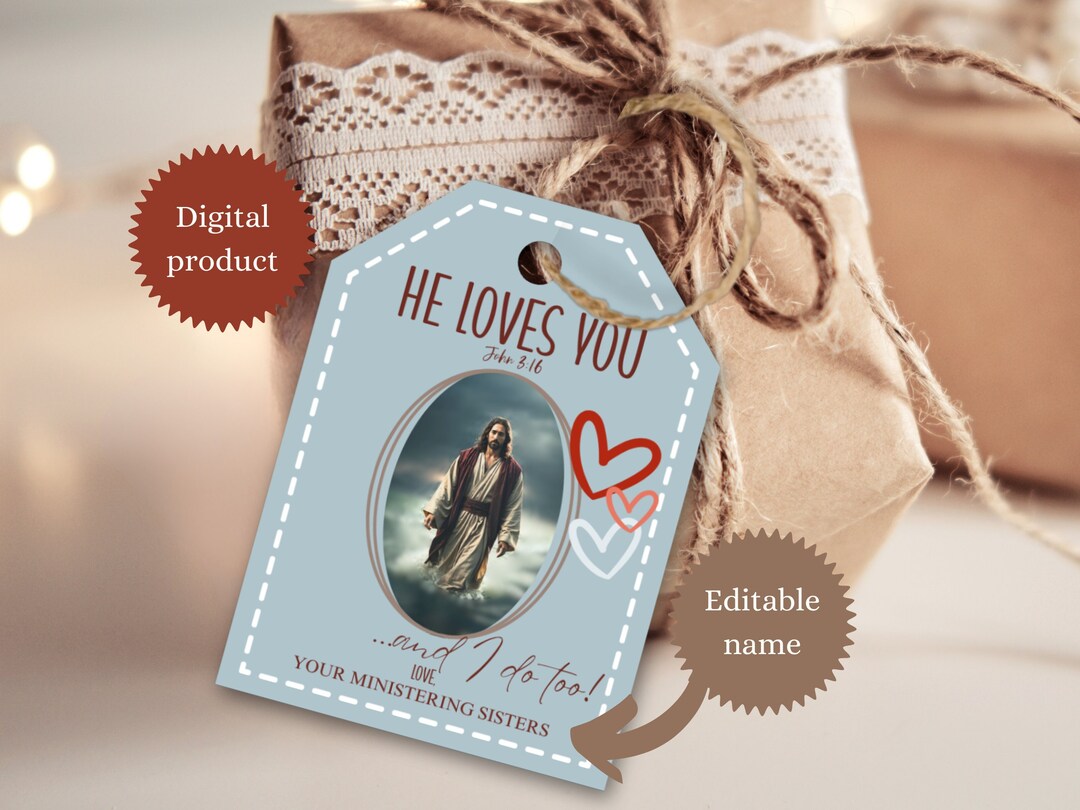 Personalized Jesus Loves You Printable Gift Tagvalentine Printable ...