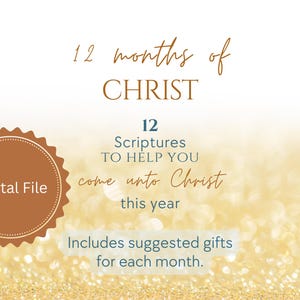 Tarjetas bíblicas de 12 meses para imprimir / Escrituras bíblicas de Cristo / Tarjeta de escrituras mensuales / Regalo de la iglesia / Imprimible digital / Regalo de ministración