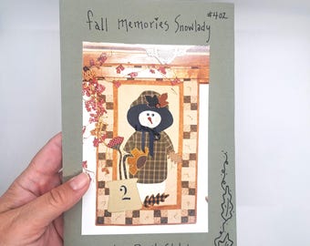 Vintage Snow Lady Wall Quilt Pattern: Fall Memories Decor (21x33 Inches)