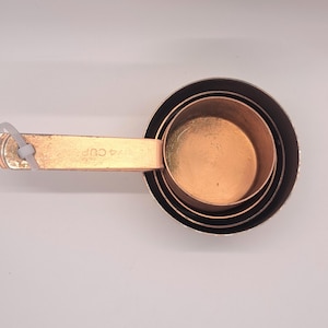 Vintage Copper Plated Measuring Cups: Stainless Steel Set of 4
