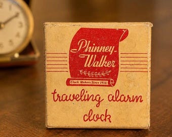 Vintage Phinney Walker Travel Alarm Clock Box (empty) | Retro Mid‑Century Timepiece Packaging | Collectible Clock Maker Ephemera