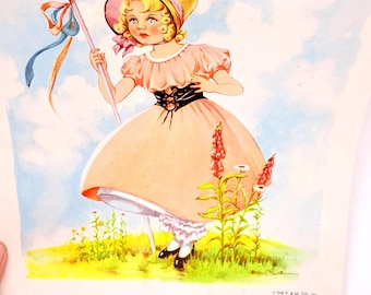 Vintage Little Bo-Peep Print: 1940s Children's Illustration