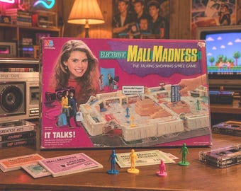 Electronic Mall Madness Board Game | Vintage 1989 Talking Shopping Spree | Retro Family Game Night Collectible | Milton Bradley Classic