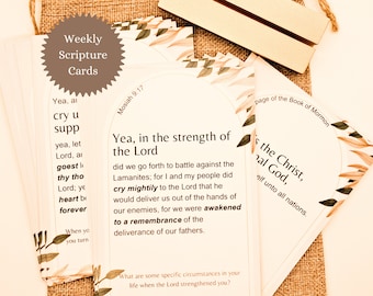 Book of Mormon Scripture Cards: 2024 Come Follow Me Cards, Burlap Bag and Stand
